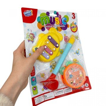 Фото1.Музичні інструменти. дудка, ксілофон, бубон, планшет 29*22*5см (мікс видів)