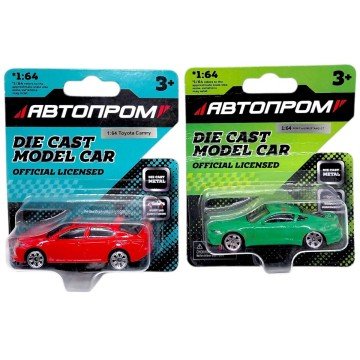 Фото1.Машина металева АВТОПРОМ, 1:64, мікс видів (планшет 10*3,5*12 см)