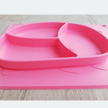 Фото1.Силіконова тарілка-килимок Зая (РОЖЕВИЙ)