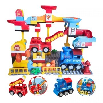 Фото1.Конструктор “Пожежна частина”, 103 деталі, великі елементи, гра з кулькою, в коробці