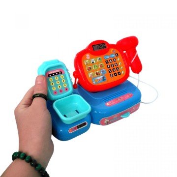 Фото1.Касовий апарат підсвічування, звук, висувна скриня, купюри, банківська картка, в коробці