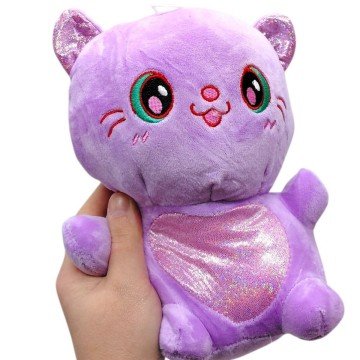 Фото1.Мʼяка іграшка кольоровий котик 20 см (ЖОВТИЙ)