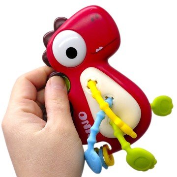 Фото1.Брязкальце “Динозавр” (поп-іт, гумові прорізувачі та елементи для перетягування) (ЧЕРВОНИЙ)