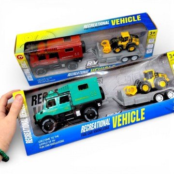 Фото1.Автовоз інерційний, з трактором, в коробці (ЧЕРВОНИЙ)