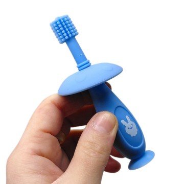Фото1.Силіконова зубна щітка з обмежувачем, синя