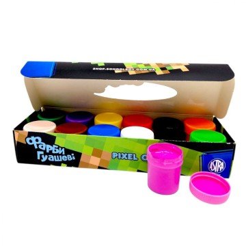 Фото1.Фарби гуашеві Pixel One 12 кольорів по 20 мл