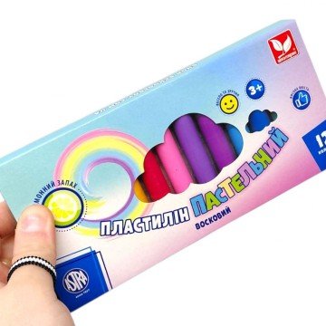 Фото1.Пластилін круглий восковий пастельні кольори із запахом лимона 12 кольорів