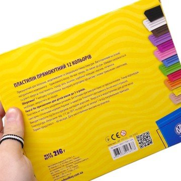 Фото1.Пластилін восковий, прямокутний 12 кольорів