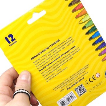 Фото1.Фломастери конічні 12 кольорів