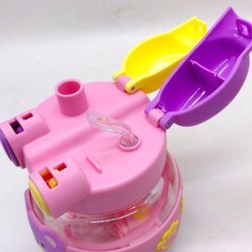 Фото1.Пляшка для води 1000 мл, пластикова, ремінець, трубочка, шийка, в пакеті (ЗЕЛЕНА)