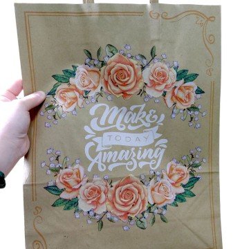 Фото2.Пакет паперовий з ручками бурий (5 шт в пакуванні) 32х15х42 см