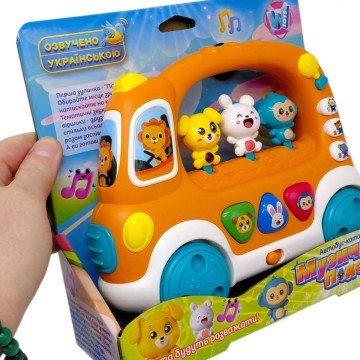 Фото1.Автобус-каталка (регулювання гучності, віршики, 6 казок, звуки, підсвічування, мелодії, рухомі елеме