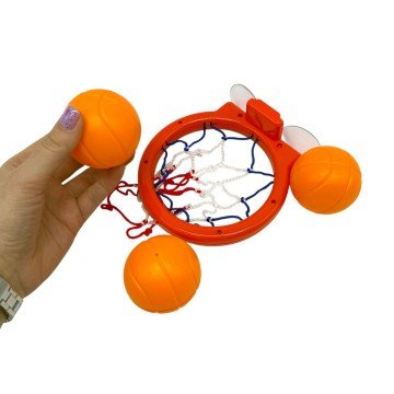 Фото1.Баскетбольний набір (кільце на присосці, 3 мʼячики пакет. 22*18*5 см)