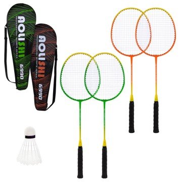 Фото1.Бадмінтон, 2 ракетки нейлон+ волан у чохлі 65 см (ЧЕРВОНИЙ)