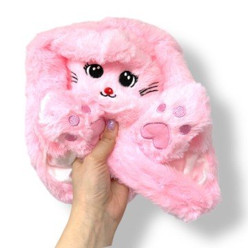 Фото1.Шапка з вухами, що піднімаються (РОЖЕВА)