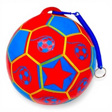 Фото1.М'яч гумовий, діаметр 17 см, карабін з пружинкою, ЧЕРВОНИЙ