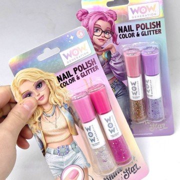 Фото1.Лак для нігтів пастель+глітер, 2шт ФІОЛЕТОВИЙ