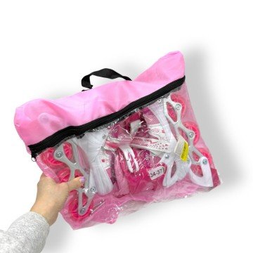 Фото1.Ролики, колеса PVC розмір M (34-37) в сумці (РОЖЕВІ)