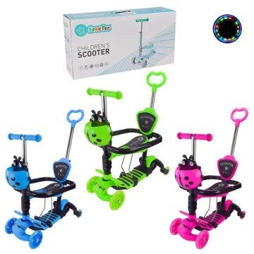 Фото1.Самокат дитячий 3-х коліс 3в1, колеса PU світло (ЗЕЛЕНИЙ)