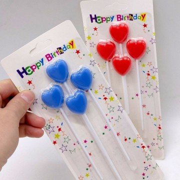 Фото1.Набір свічок для торта Сердечки 4шт (СИНІ)