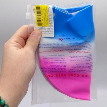 Фото1.Шапочка для плавання силіконова, у пакеті (РОЖЕВО-РАЙДУЖНА)