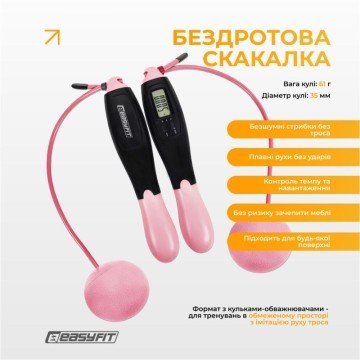 Фото1.Скакалка швидкісна EasyFit TwinRope 2,8 м чорний-рожевий EasyFit (298899)