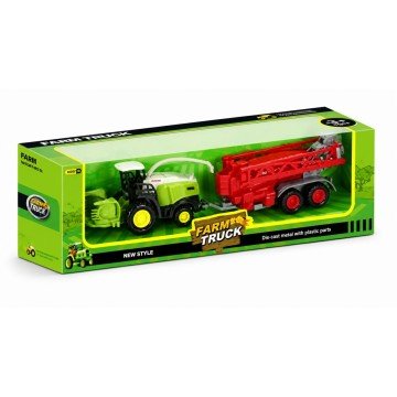 Фото1.Комбайн металевий з причепом, в коробці (ЧЕРВОНИЙ) YG Toys (302004)
