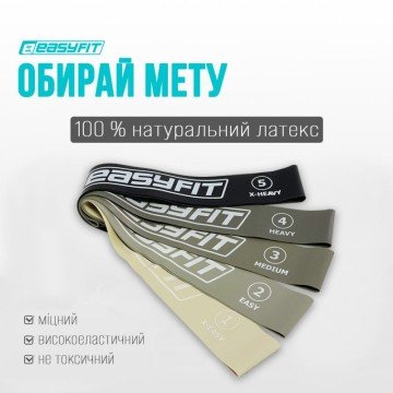 Фото1.Набір резинок для фітнесу, 5 шт (5 рівнів важкості) EasyFit (302939)