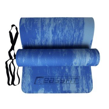Фото1.Килимок для йоги ЕВА 8 мм з резинками, (синій) EasyFit (302945)