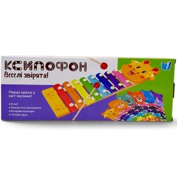 Фото1.Ксилофон WToys, “Тварини”, дерев’яний, 8 нот, молоточки, в коробці (НОСОРІГ) Wtoys (307875)