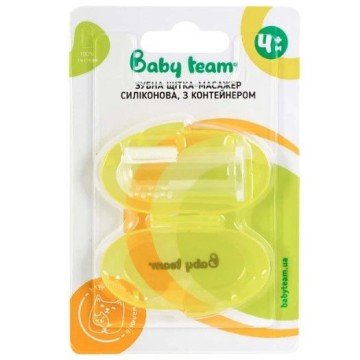 Фото1.Зубна щітка-масажер силіконова, з контейнером BABY TEAM (309546)