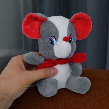 Фото3.Мʼяка іграшка Мишка з бантом 15 см (сірий)