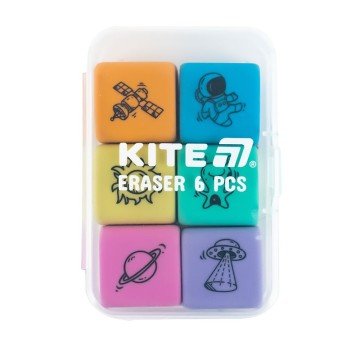 Фото3.Набір гумок у пластиковому боксі Space, 6 шт., асорті