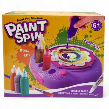 Фото2.Набір для малювання (БЛАКИТНА) електрична машинка, що обертається, 7 кольорів фарб, основи для малюв