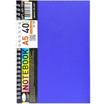 Фото2.Блокнот А5, 40 арк., пластик, пружина збоку (мікс кольорів)