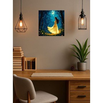 Фото2.Картина за номерами - Дівчина серед світлячків з фарбами металік extra 30х30 см.