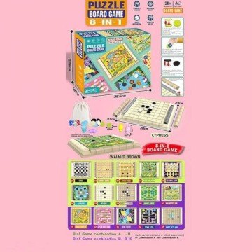 Фото2.Набір настільних ігор 8 в 1, ігрове поле, фігурки, фішки, кубик, мішечок, наліпки, інструкція, в кор