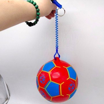 Фото2.М'яч гумовий, діаметр 17 см, карабін з пружинкою, ЧЕРВОНИЙ