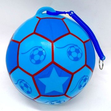 Фото2.М'яч гумовий, діаметр 17 см, карабін з пружинкою, СИНІЙ