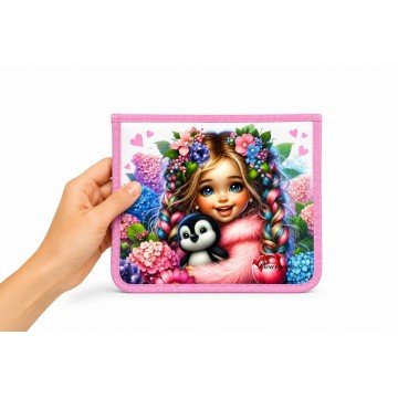 Фото2.Папка на блискавці А5+, дівчинка та пінгвін МІС (303378)