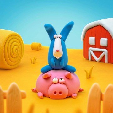 Фото3.Набір пластиліну, що самостійно твердіє, ЛІПАКА – Поросятко, конячка, кролик