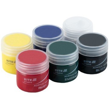 Фото3.Фарби акрилові, 6 кольорів, 20 мл, Kite Creative