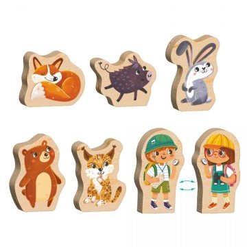 Фото4.Пазл «Хто живе в лісі?» (16 картонних деталей + 6 дерев'яних фігурок)