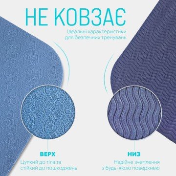 Фото4.Килимок для йоги (блакитний з синім) в чохлі EasyFit (298889)