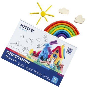 Фото6.Пластилін, 8 кольорів, 160 г. Kite Classic