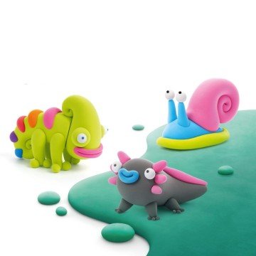 Фото6.Набір пластиліну, що самостійно твердіє, Ліпака - Хамелеон, Гастропода, Аксолотль