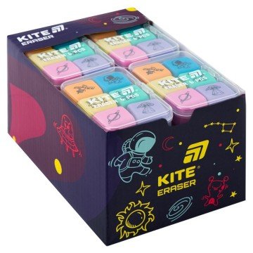 Фото6.Набір гумок у пластиковому боксі Space, 6 шт., асорті