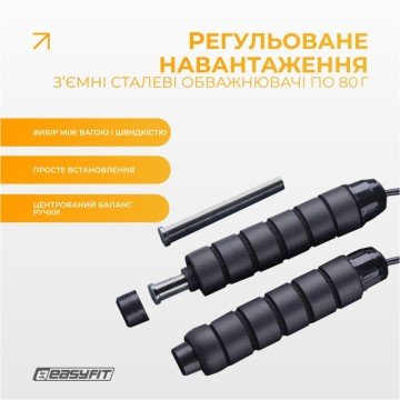 Фото5.Скакалка з обважнювачем, швидкісна (чорна) EasyFit (302940)