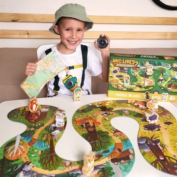 Фото8.Пазл «Хто живе в лісі?» (16 картонних деталей + 6 дерев'яних фігурок)