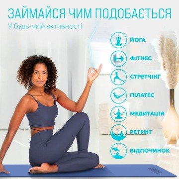 Фото8.Килимок для йоги (блакитний з синім) в чохлі EasyFit (298889)